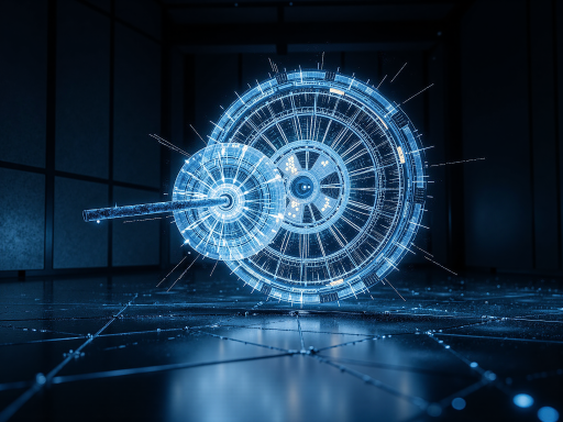 现代科技概念图像，蓝色光线效果，数字化网格背景，象征未来发展